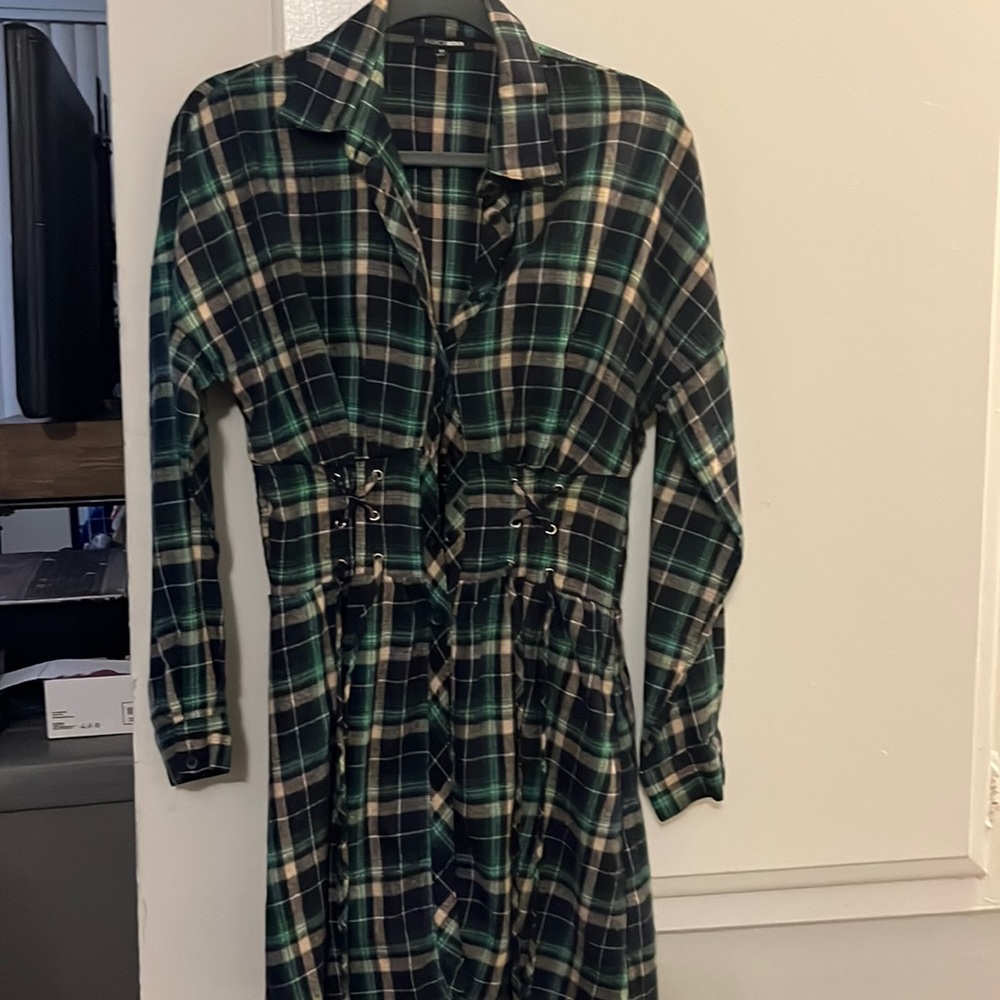 Long sleeve plaid dress